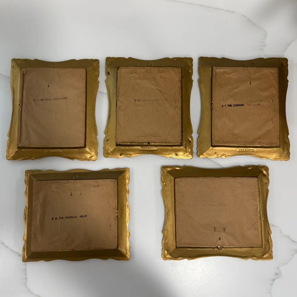 VTG Set of 5 Miniature Gold Ornate Picture Frames Hollywood Regency USA 1950-65
